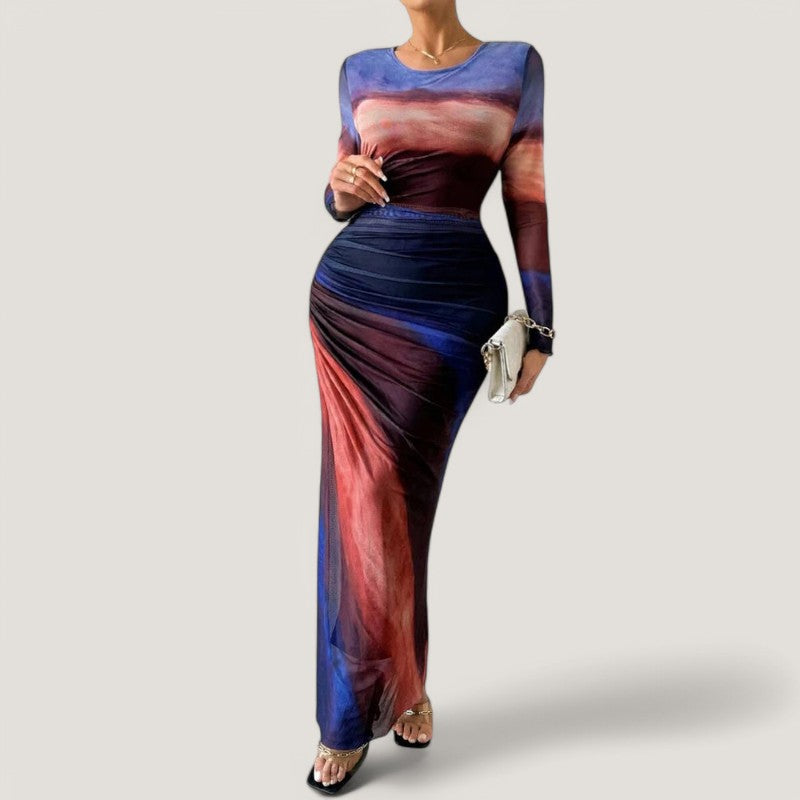 Kvinnes Hvit Maxikjole Langermet Polyester til Bryllup og Fest 5