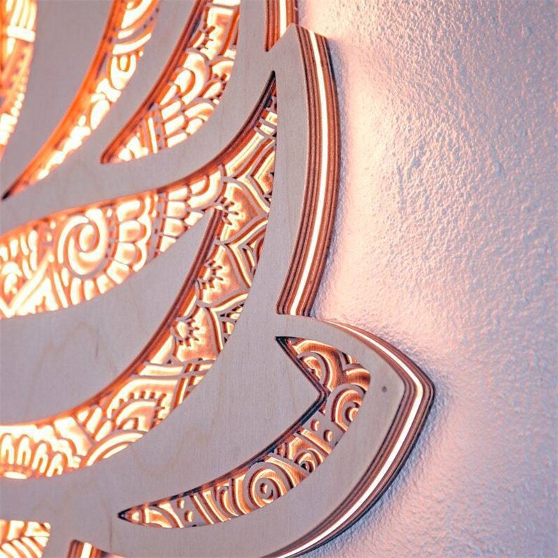 Moderne Vegglampe Lotus Mandala 4