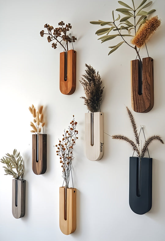 Sett med rustikke treveggblomster for husplanter 0