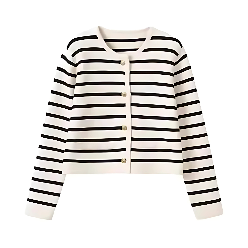 Stripe strikket cardigan for kvinner