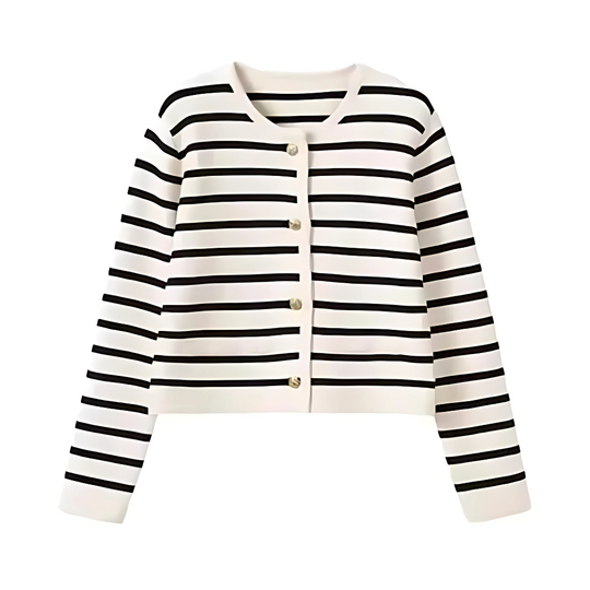 Stripe strikket cardigan for kvinner