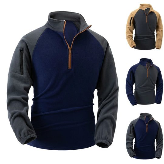 Fleece-genser med ermelommer for menn