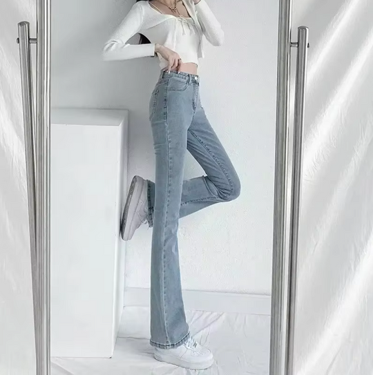 Damebukser med høy midje og smal passform