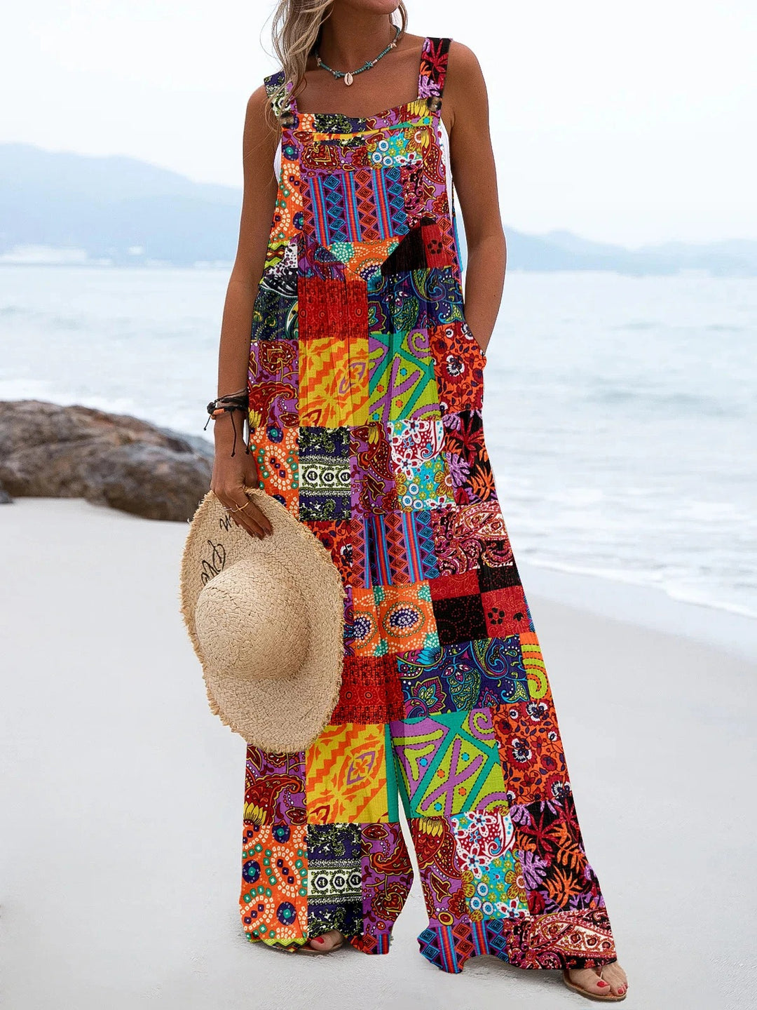 Kvinner Bohemian Wide Leg Jumpsuit