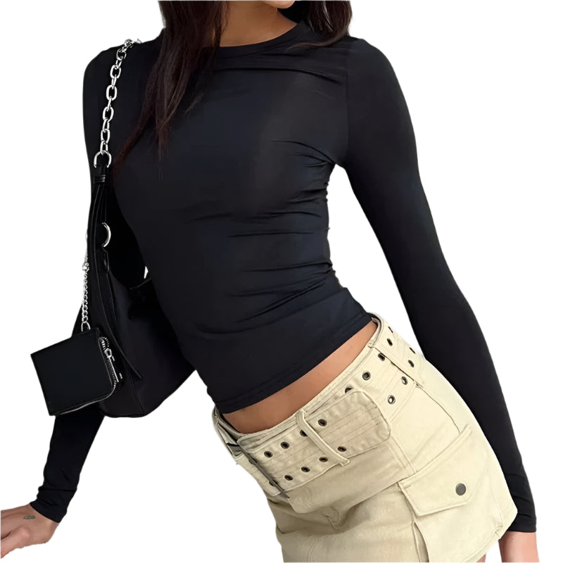 Langermet Slim Fit T-skjorte for kvinner