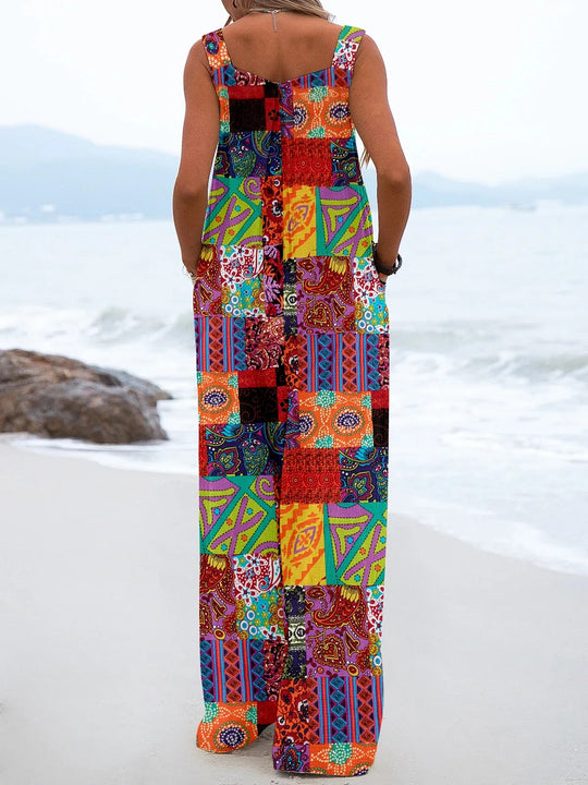 Kvinner Bohemian Wide Leg Jumpsuit