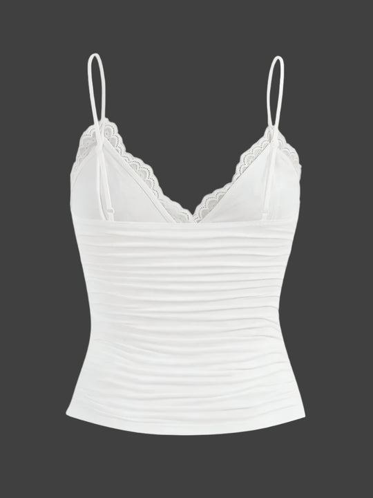 Dame kontrast blonde sløyfe Front Crop Cami Topp