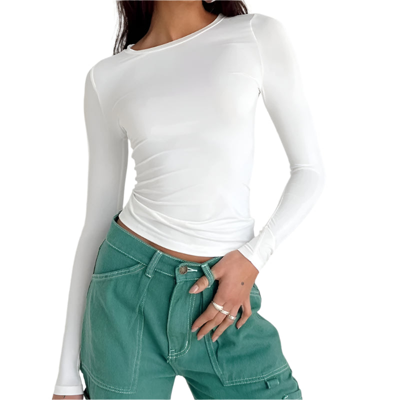 Langermet Slim Fit T-skjorte for kvinner