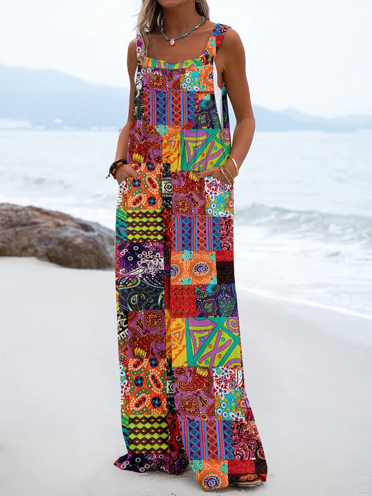 Kvinner Bohemian Wide Leg Jumpsuit