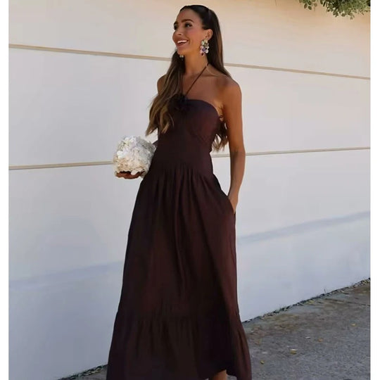 Halterneck-kjole i rørform for kvinner