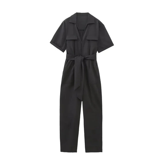 Kortermet jumpsuit for kvinner
