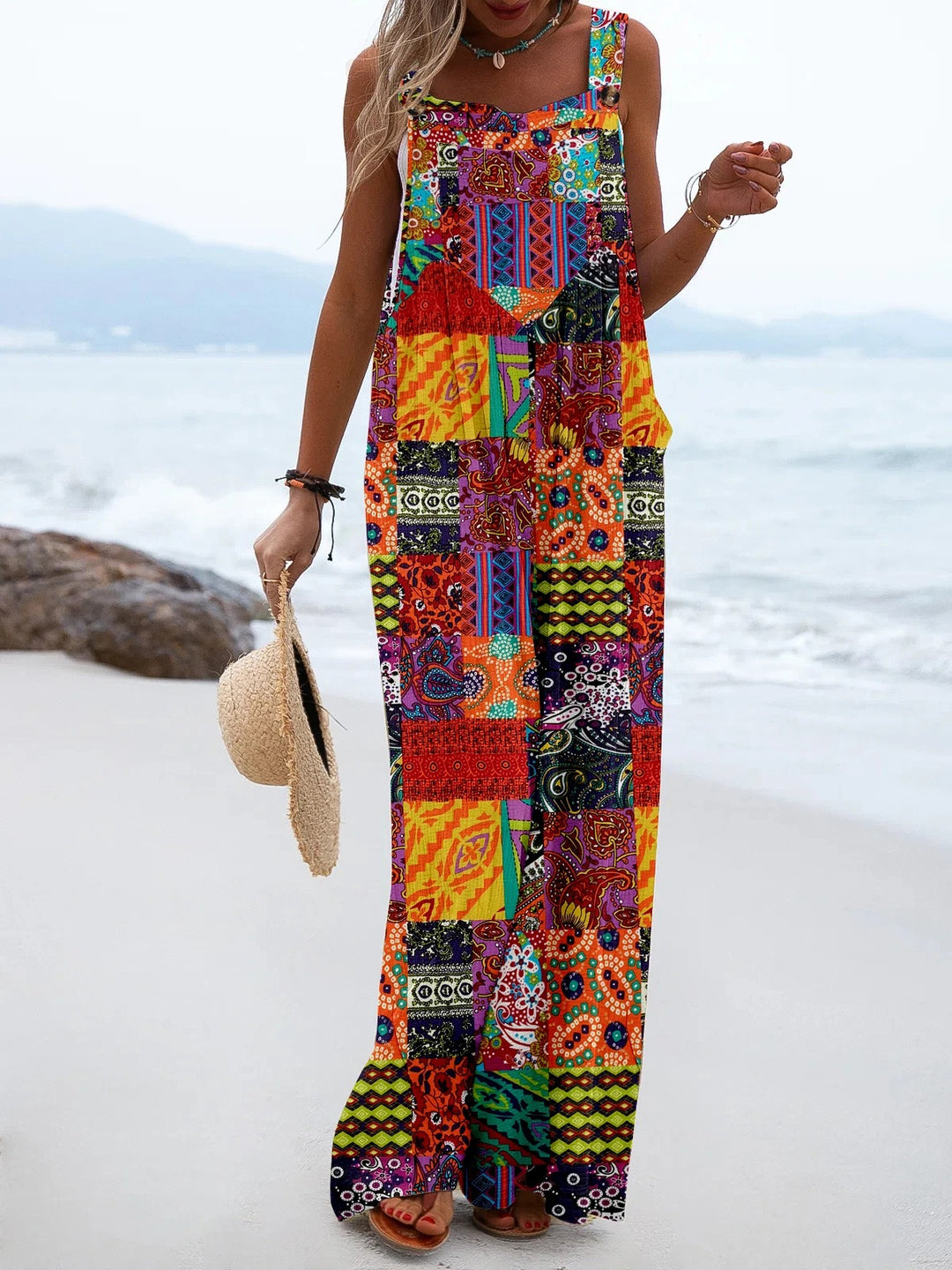 Kvinner Bohemian Wide Leg Jumpsuit