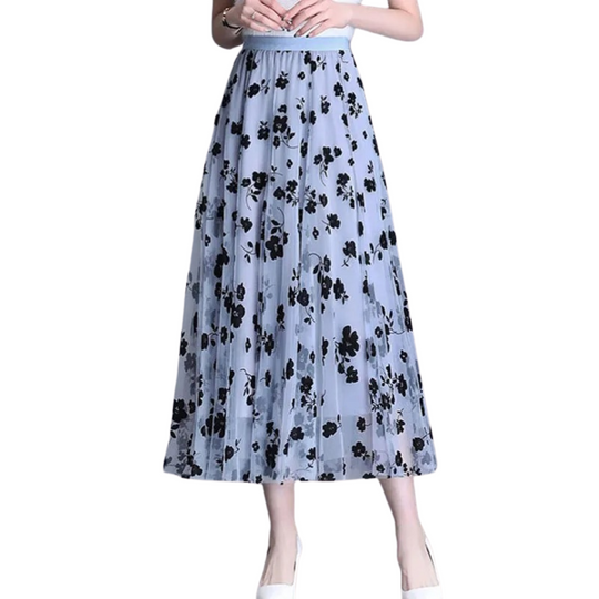 Blomstrete skjørt i mesh for kvinner