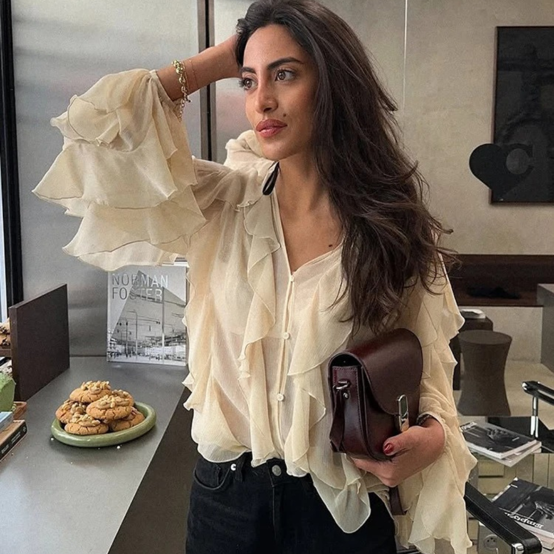 Gjennomsiktig lagdelt bluse for kvinner