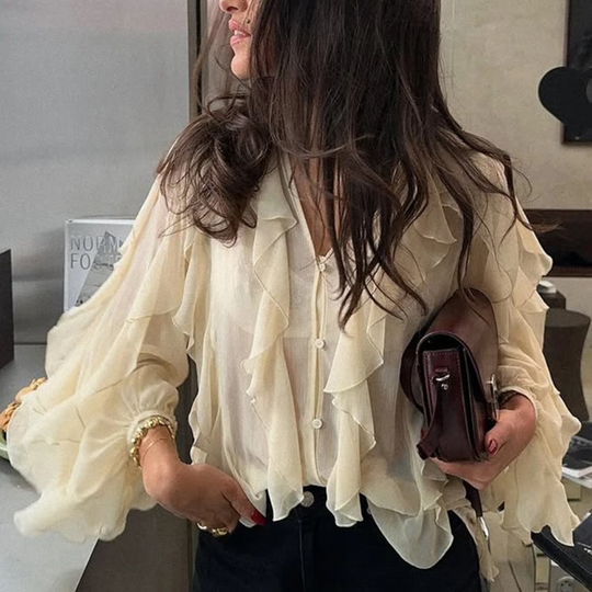 Gjennomsiktig lagdelt bluse for kvinner