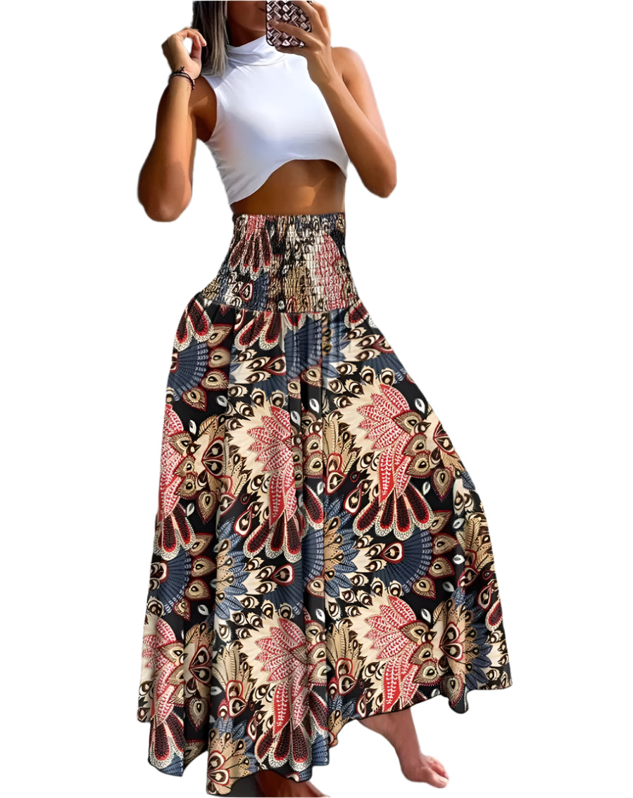 Blomstret omslagsskjørt for kvinner