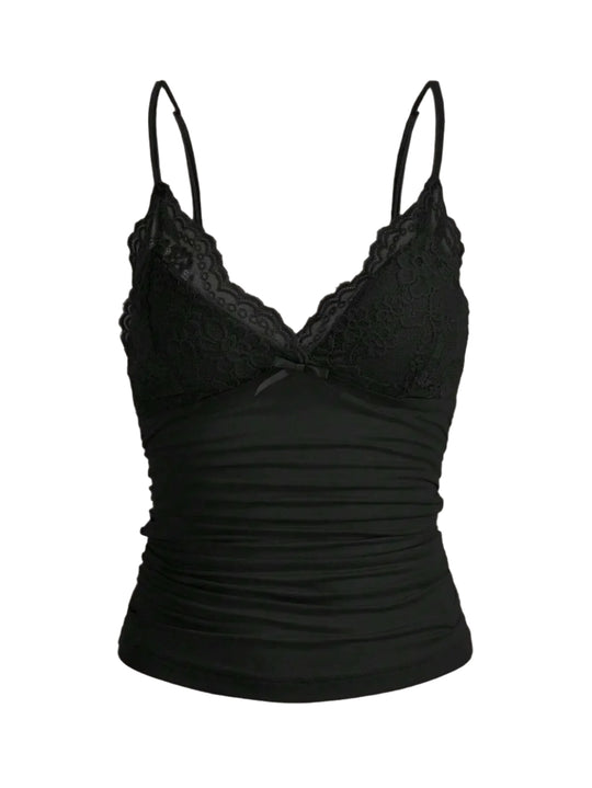 Dame kontrast blonde sløyfe Front Crop Cami Topp