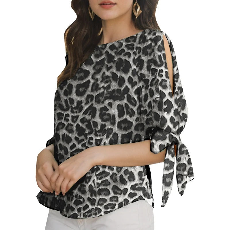 Bluse med leopardtrykk for kvinner