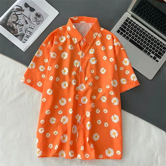 Blomstret Oversize Poloskjorte