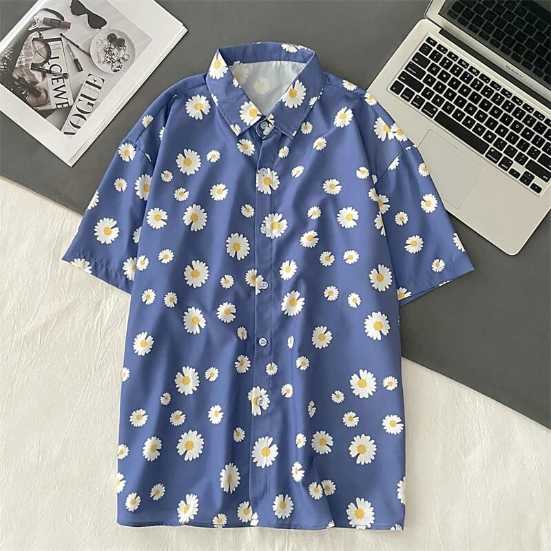 Blomstret Oversize Poloskjorte