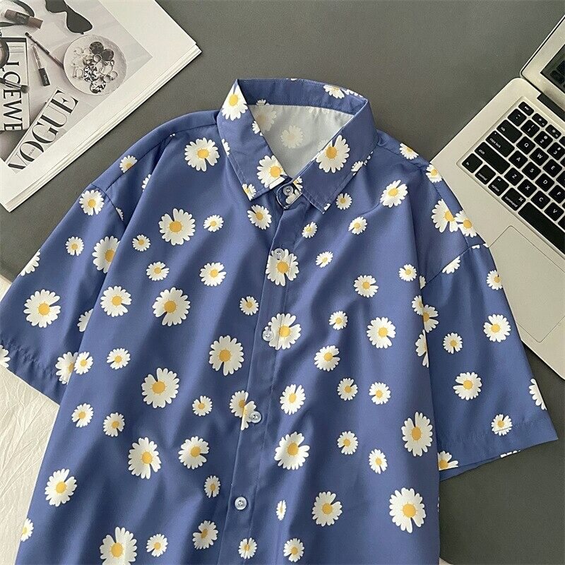 Blomstret Oversize Poloskjorte