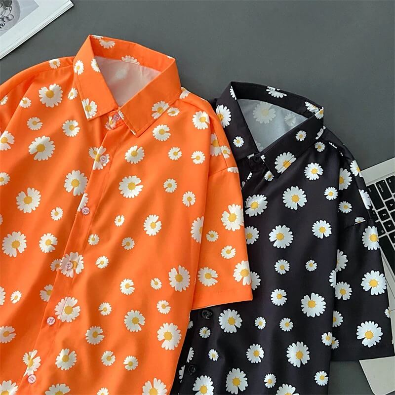 Blomstret Oversize Poloskjorte