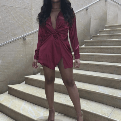 Rose rød sateng sommerkjole