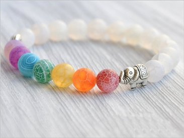 7 Chakra og Elefant Energi Armbånd