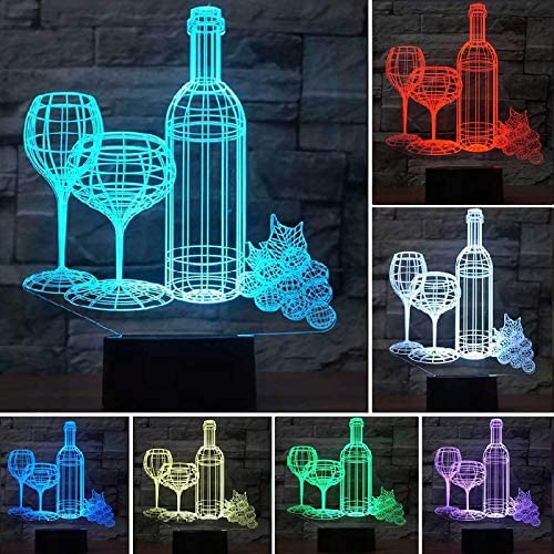 Vin og glass 3D Illusjonslys