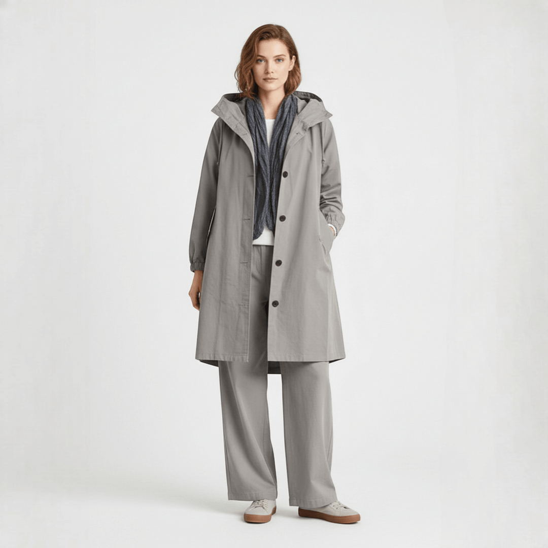 Kvinners Vanntett Trenchcoat med Hette