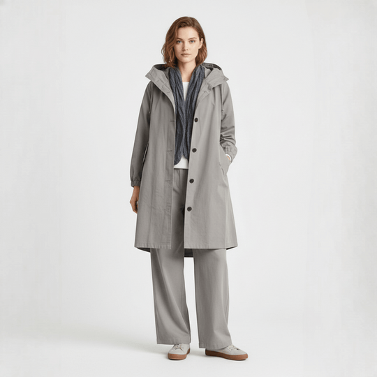 Kvinners Vanntett Trenchcoat med Hette
