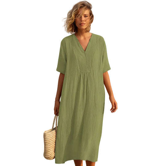 Damen-Sommerkleid A-Linien-Schnitt mit V-Ausschnitt