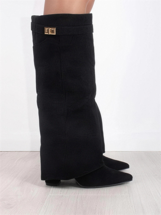 Damen-kniehoche Stiefel mit Blockabsatz modernes Design