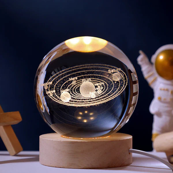 3D Krystallkule med LED-belysning 3