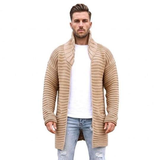 Menns Lang Cardigan med Turtleneck