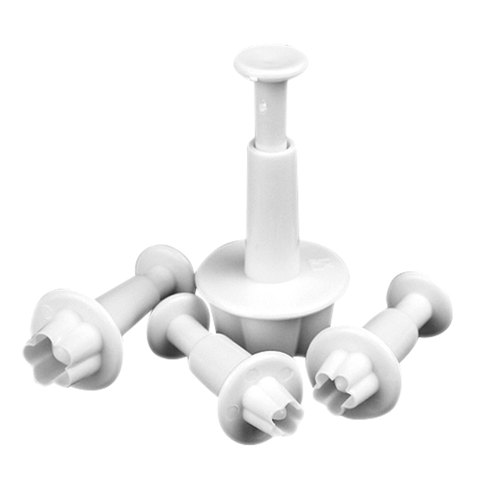 4-delt Fondant Cutter Sett med Plommetreblomst Design 2