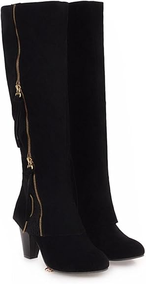 Kvinne Høyhælte Støvler Vintage Stil