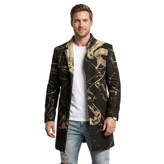 Herrefrakk med Unikt Mønster Sporty Stil