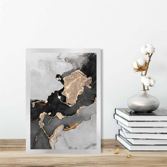 Abstrakt Kunstplakat i Svart og Gull for Hjem og Kontor Minimalistisk Stil 0