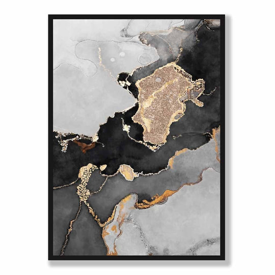 Abstrakt Kunstplakat i Svart og Gull for Hjem og Kontor Minimalistisk Stil 5