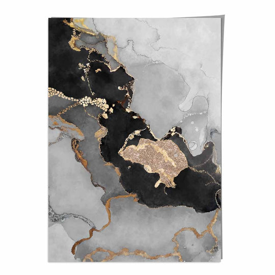 Abstrakt Kunstplakat i Svart og Gull for Moderne Innredning 1