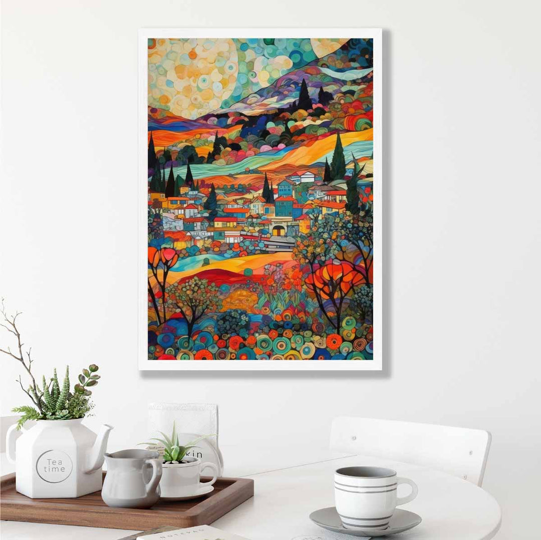 Abstrakt Mosaikk Kunsttrykk Urban Landskap 4