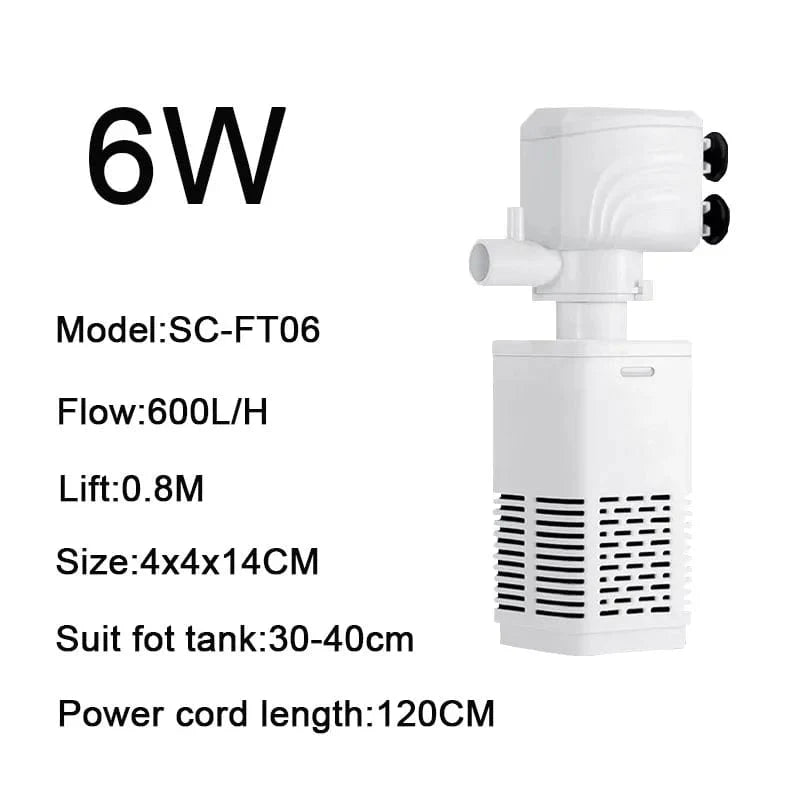 Akvariefilterpumpe 4 i 1 for Fiskekar 0
