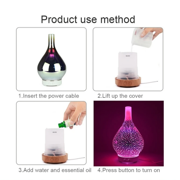 Aromaburst 3D Glassvase Aroma Diffusor med LED Lys 6