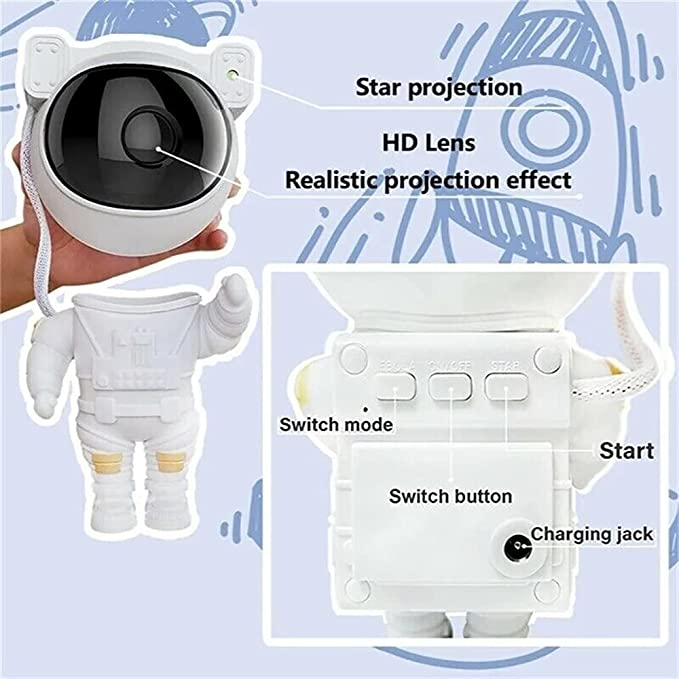 Astronautlampe LED-projektor med 360° Roterende Hode 6