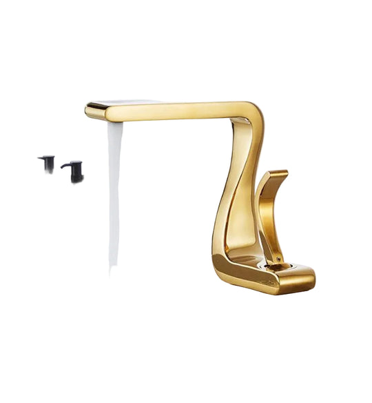 Baderomsvask Kran med Enkelt Håndtak i Polert Gull 0