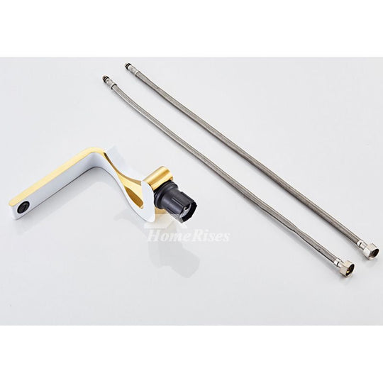 Baderomsvask Kran med Enkelt Håndtak i Polert Gull 3