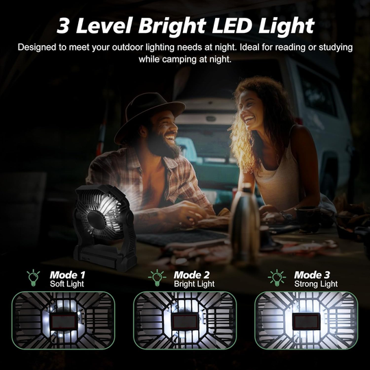 Bærbar Campingvifte med LED-lanterne 5