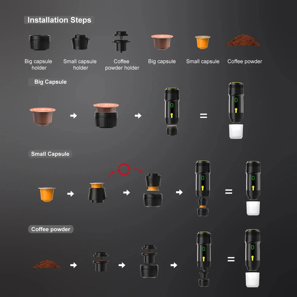 Bærbar Kaffemaskin Kompakt Med Trådløs Drift 8