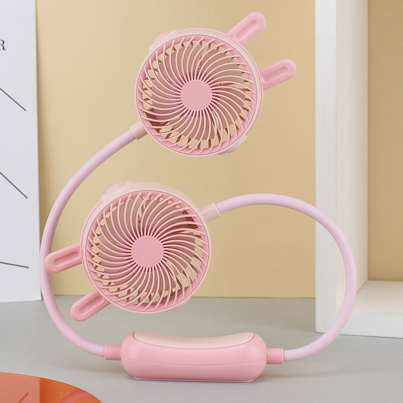 Bærbar Minihalsvifte For Kvinner Dobbel Blåser Design 13
